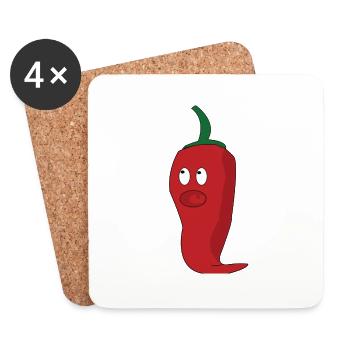 Piment - Dessous de verre (lot de 4) - blanc - Devant