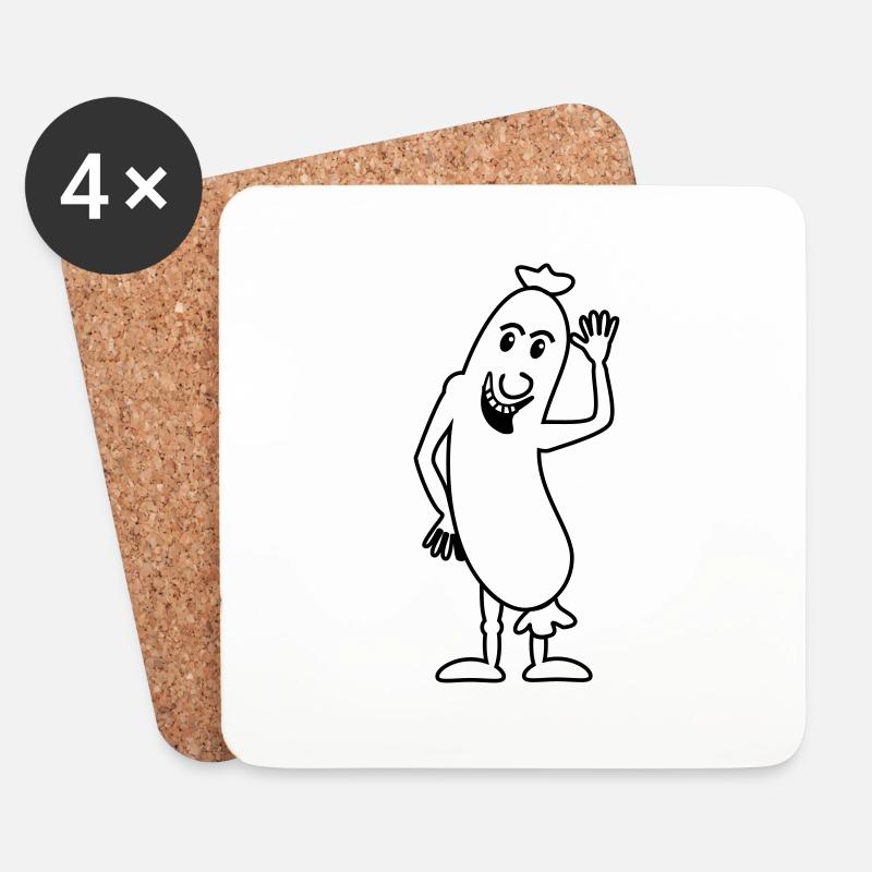 Wurst - Untersetzer (4er-Set) - Weiß
