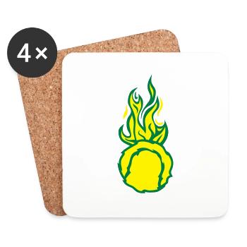 balle tennis flamme fire flame d - Dessous de verre (lot de 4) - blanc - Devant