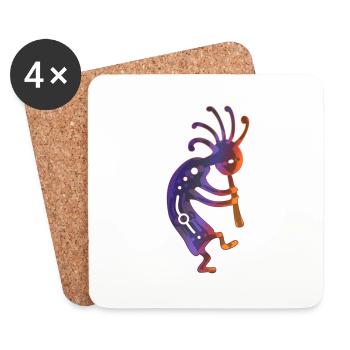 Natif joueur de flûte américain Kokopelli - Dessous de verre (lot de 4) - blanc - Devant