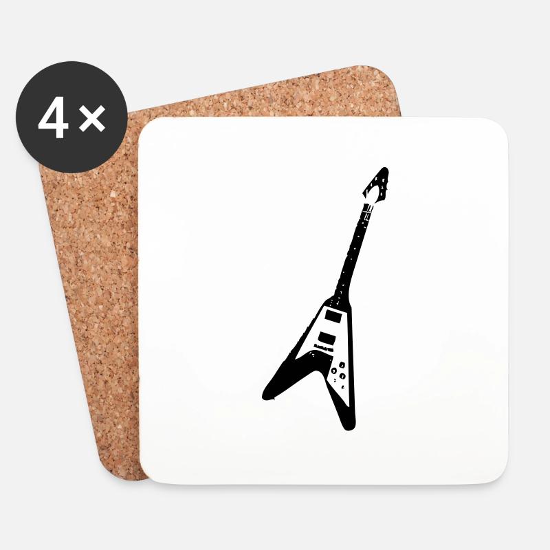 Flying V Gitarre - Untersetzer (4er-Set) - Weiß