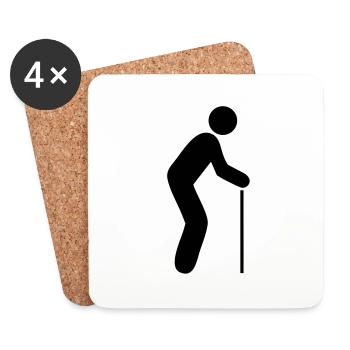 Alte Person - Stock - Untersetzer (4er-Set) - Weiß - Vorne