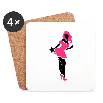 SEXY lady bending over with hot pink high heels - Coasters (set of 4) - white - Front