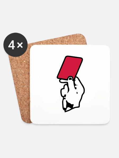 Hand in Hand eine rote Karte rote Karte - Untersetzer (4er-Set) - Weiß