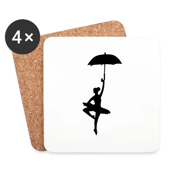 ballerina_dancer avec le parapluie - Dessous de verre (lot de 4) - blanc - Devant