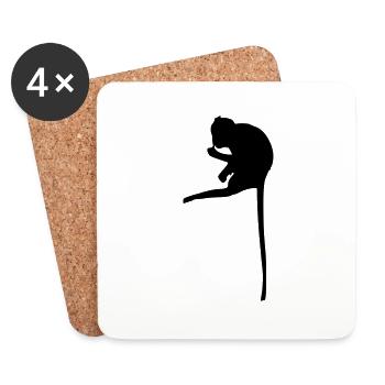 singe sur branche - Coasters (set of 4) - white - Front