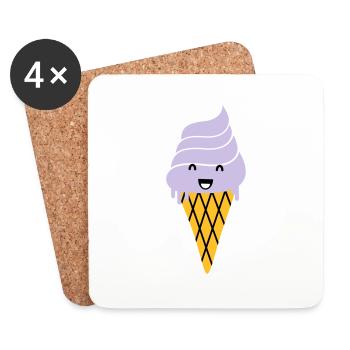 ice cream - ice cream waffle - Coasters (set of 4) - white - Front