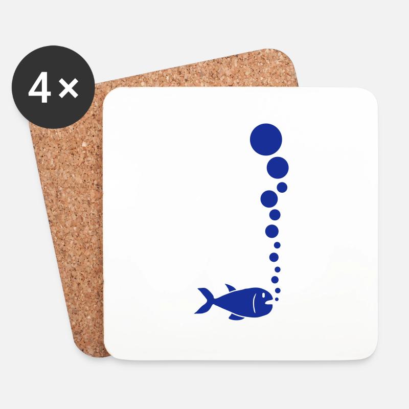 Fish And Bubbles - Untersetzer (4er-Set) - Weiß