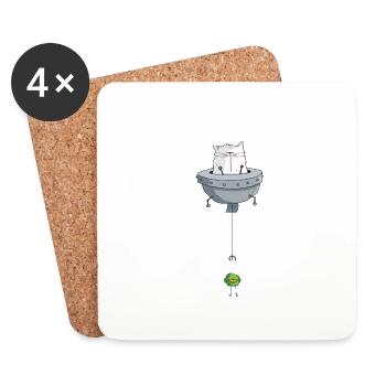 Mrou le chat, Space Cat - Dessous de verre (lot de 4) - blanc - Devant