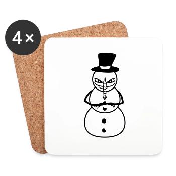 snowman cool evil winter christmas cold beautiful - Coasters (set of 4) - white - Front
