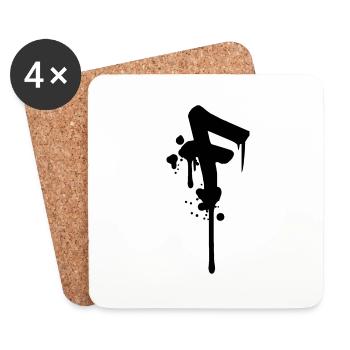 F Graffiti Tropfen Farbklex Spray - Untersetzer (4er-Set) - Weiß - Vorne