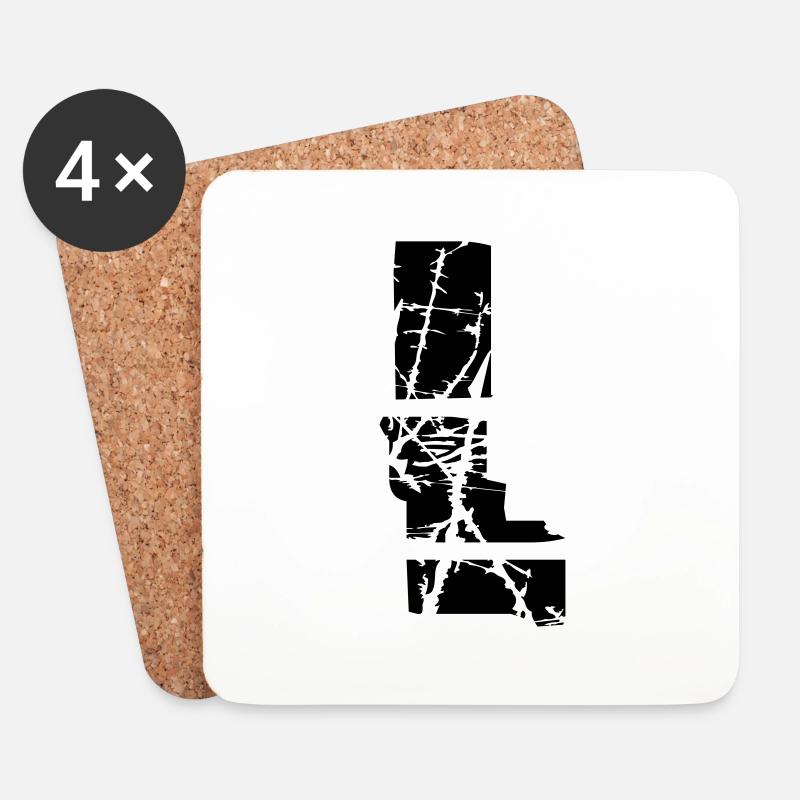 L Buchstabe - Untersetzer (4er-Set) - Weiß