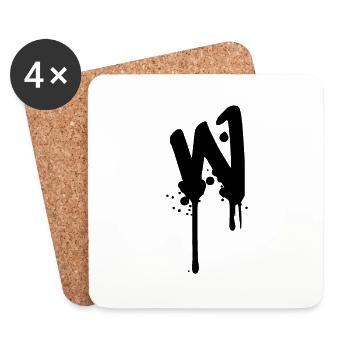 Graffiti W gouttes Farbklex spray - Dessous de verre (lot de 4) - blanc - Devant
