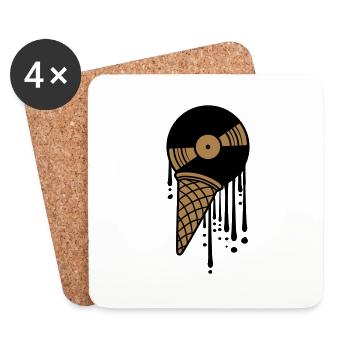 vinyl eis schmelzen tropfen graffiti kugel platte - Untersetzer (4er-Set) - Weiß - Vorne