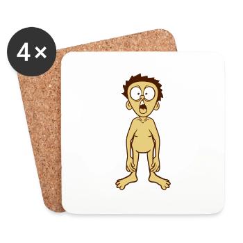 nu peur effrayé choc crier garçon - Dessous de verre (lot de 4) - blanc - Devant