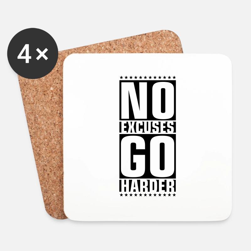 no_excuses__go_harder__f1 - Untersetzer (4er-Set) - Weiß