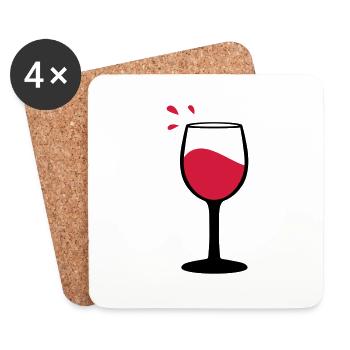 Weinglas, Sommelier, Wein - Untersetzer (4er-Set) - Weiß - Vorne