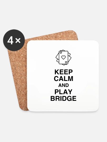 Bridge / Kartenspiel / Brettspiel / Whist - Untersetzer (4er-Set) - Weiß