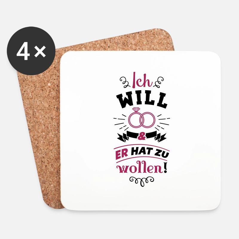 ich will er hat zu wollen ringe - Untersetzer (4er-Set) - Weiß