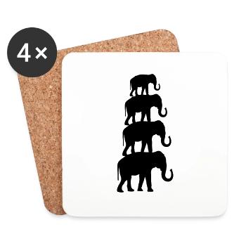 elefanten_01 - Coasters (set of 4) - white - Front