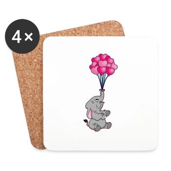 lustiger Elefant mit Herz Luftballons | Elefanten - Untersetzer (4er-Set) - Weiß - Vorne