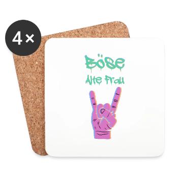 böse alte frau Spruch Geschenk - Untersetzer (4er-Set) - Weiß - Vorne