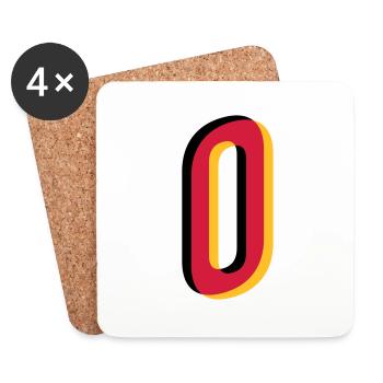 0 Zahl Deutschland Trikot Nummer schwarz rot gold - Untersetzer (4er-Set) - Weiß - Vorne