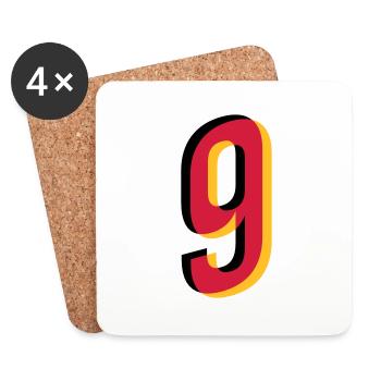 Zahl 9 Deutschland Trikot Nummer schwarz rot gold - Untersetzer (4er-Set) - Weiß - Vorne