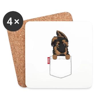 German Shepherd Pocket - Coasters (set of 4) - white - Front