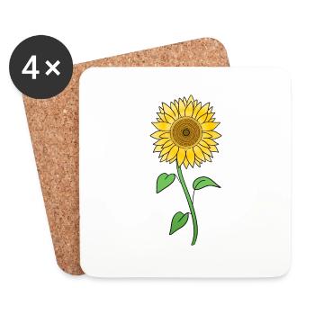 Sonnenblume - Untersetzer (4er-Set) - Weiß - Vorne