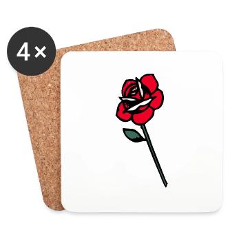 rose fleur design old school - Dessous de verre (lot de 4) - blanc - Devant