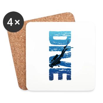 Dive Vertical Text Vintage Scuba Diver - Coasters (set of 4) - white - Front