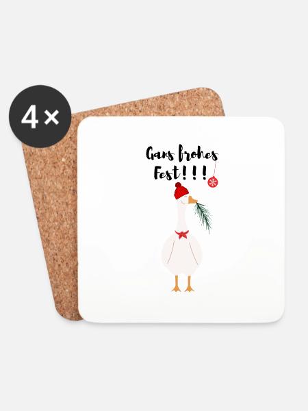 Gans frohes Fest - Untersetzer (4er-Set) - Weiß