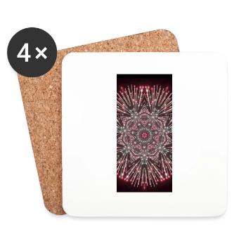 Feux d’artifice mandala - Dessous de verre (lot de 4) - blanc - Devant