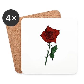 Tatouage Rouge Rose - Dessous de verre (lot de 4) - blanc - Devant
