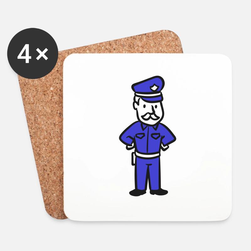 Polizist - Untersetzer (4er-Set) - Weiß