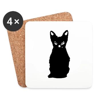 Cat Vector Animal Pet Kitten Vector - Coasters (set of 4) - white - Front