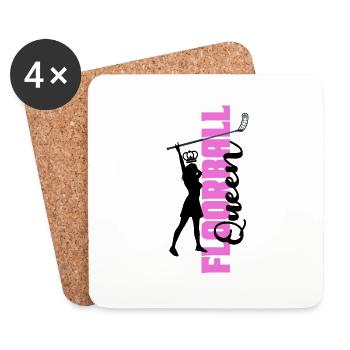 floorball floorball-queen floorball-girl - Coasters (set of 4) - white - Front