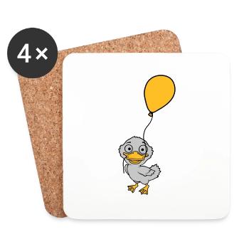 Balloon little cute duckling - Coasters (set of 4) - white - Front