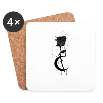 Gothic Moon Rose - Métal Noir - Dessous de verre (lot de 4) - blanc - Devant