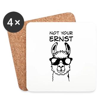 Not Your Ernst - Llama Alpaka Denglisch Spruch - Untersetzer (4er-Set) - Weiß - Vorne