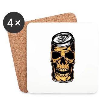Skull Beer Can - Totenkopf Bierdose - Untersetzer (4er-Set) - Weiß - Vorne