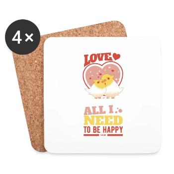 I need love to be happy - Coasters (set of 4) - white - Front