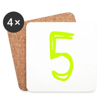 5 YEARS. 5TH ANNIVERSARY. BIRTHDAY 5 YEARS. FIVE - Coasters (set of 4) - white - Front