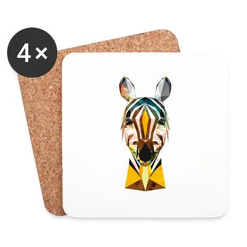 Zebra Illustration - Untersetzer (4er-Set) - Weiß - Vorne