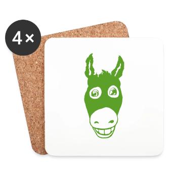 Vert âne souriant - Dessous de verre (lot de 4) - blanc - Devant