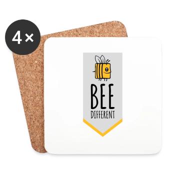 bee different Spruch Zitat - Untersetzer (4er-Set) - Weiß - Vorne