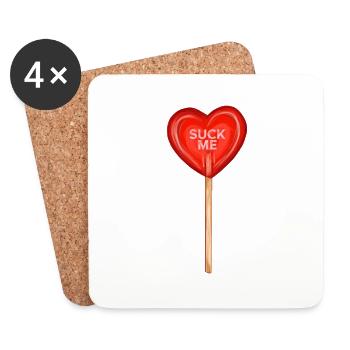 Suck Me Valentine Lollipop - Coasters (set of 4) - white - Front