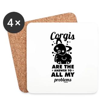 cute Corgi dog puppy - Coasters (set of 4) - white - Front