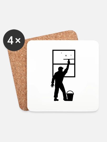 Fensterputzer - Untersetzer (4er-Set) - Weiß